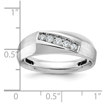 14K Weißgold Herren Ring, poliert und satiniert, 0,25K Diamant komplett