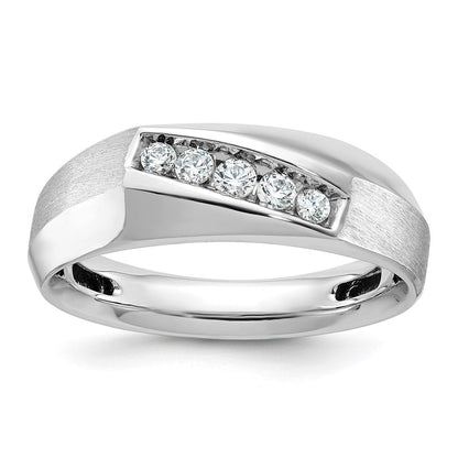 14K Weißgold Herren Ring, poliert und satiniert, 0,25K Diamant komplett