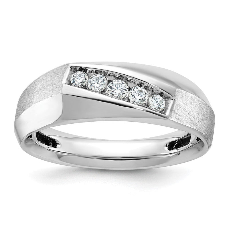 14K Weißgold Herren Ring, poliert und satiniert, 0,25K Diamant komplett