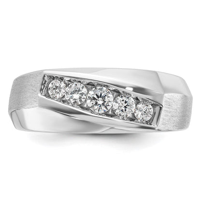14K Weißgold Herren Diamant-Ring, poliert und satiniert, 0,5K, komplett