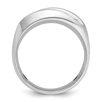 14K Weißgold Herren-Ring mit polierter und satinierter Oberfläche und 1K Diamant, komplett