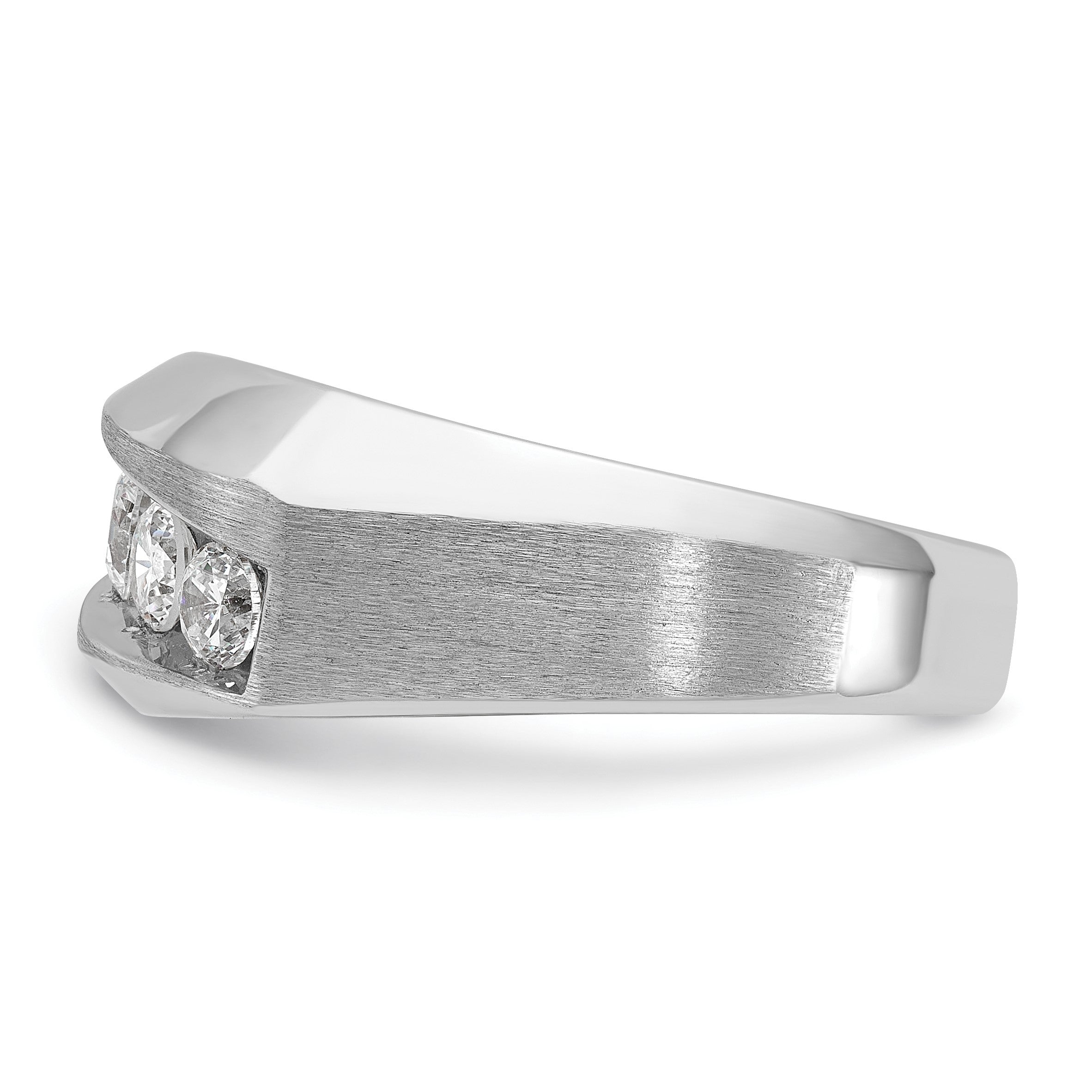 14K Weißgold Herren-Ring mit polierter und satinierter Oberfläche und 1K Diamant, komplett