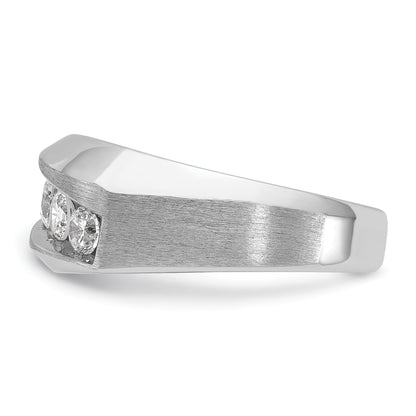14K Weißgold Herren-Ring mit polierter und satinierter Oberfläche und 1K Diamant, komplett