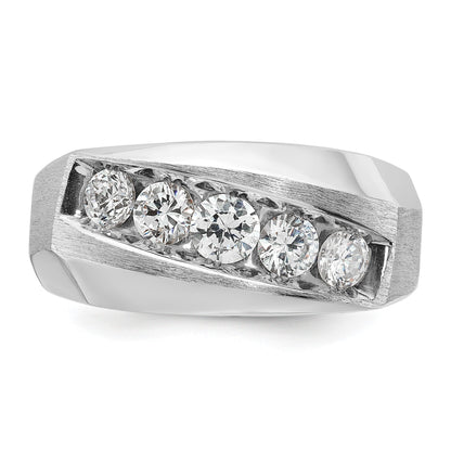 14K Weißgold Herren-Ring mit polierter und satinierter Oberfläche und 1K Diamant, komplett