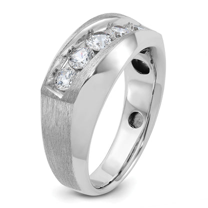 14K Weißgold Herren-Ring mit polierter und satinierter Oberfläche und 1K Diamant, komplett