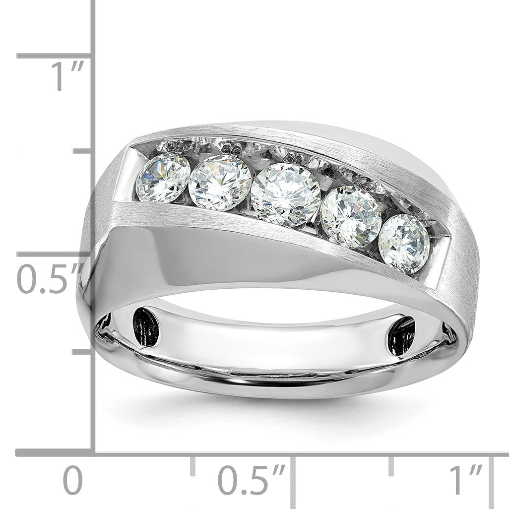 14K Weißgold Herren-Ring mit polierter und satinierter Oberfläche und 1K Diamant, komplett