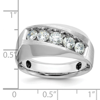 14K Weißgold Herren-Ring mit polierter und satinierter Oberfläche und 1K Diamant, komplett