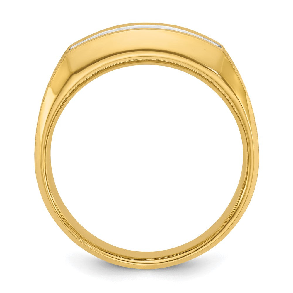 14K Gelbgold Herren Ring, poliert und satiniert, mit 0,5K Diamant