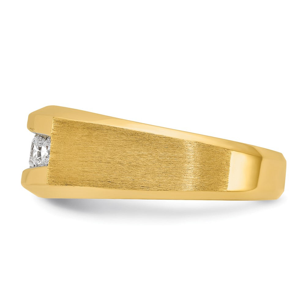 14K Gelbgold Herren Ring, poliert und satiniert, mit 0,5K Diamant