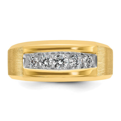 14K Gelbgold Herren Ring, poliert und satiniert, mit 0,5K Diamant