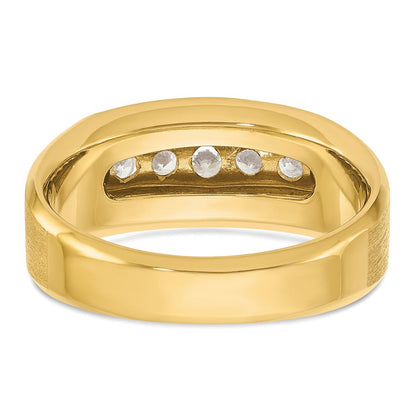 14K Gelbgold Herren Ring, poliert und satiniert, mit 0,5K Diamant