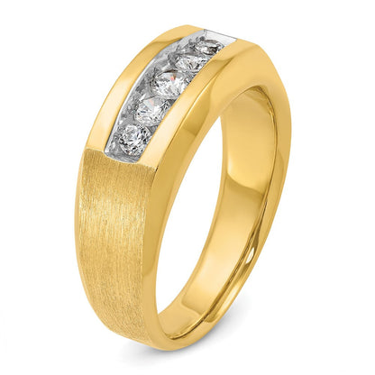 14K Gelbgold Herren Ring, poliert und satiniert, mit 0,5K Diamant