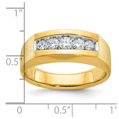 14K Gelbgold Herren Ring, poliert und satiniert, mit 0,5K Diamant
