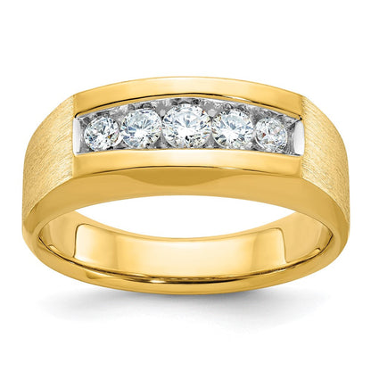 14K Gelbgold Herren Ring, poliert und satiniert, mit 0,5K Diamant