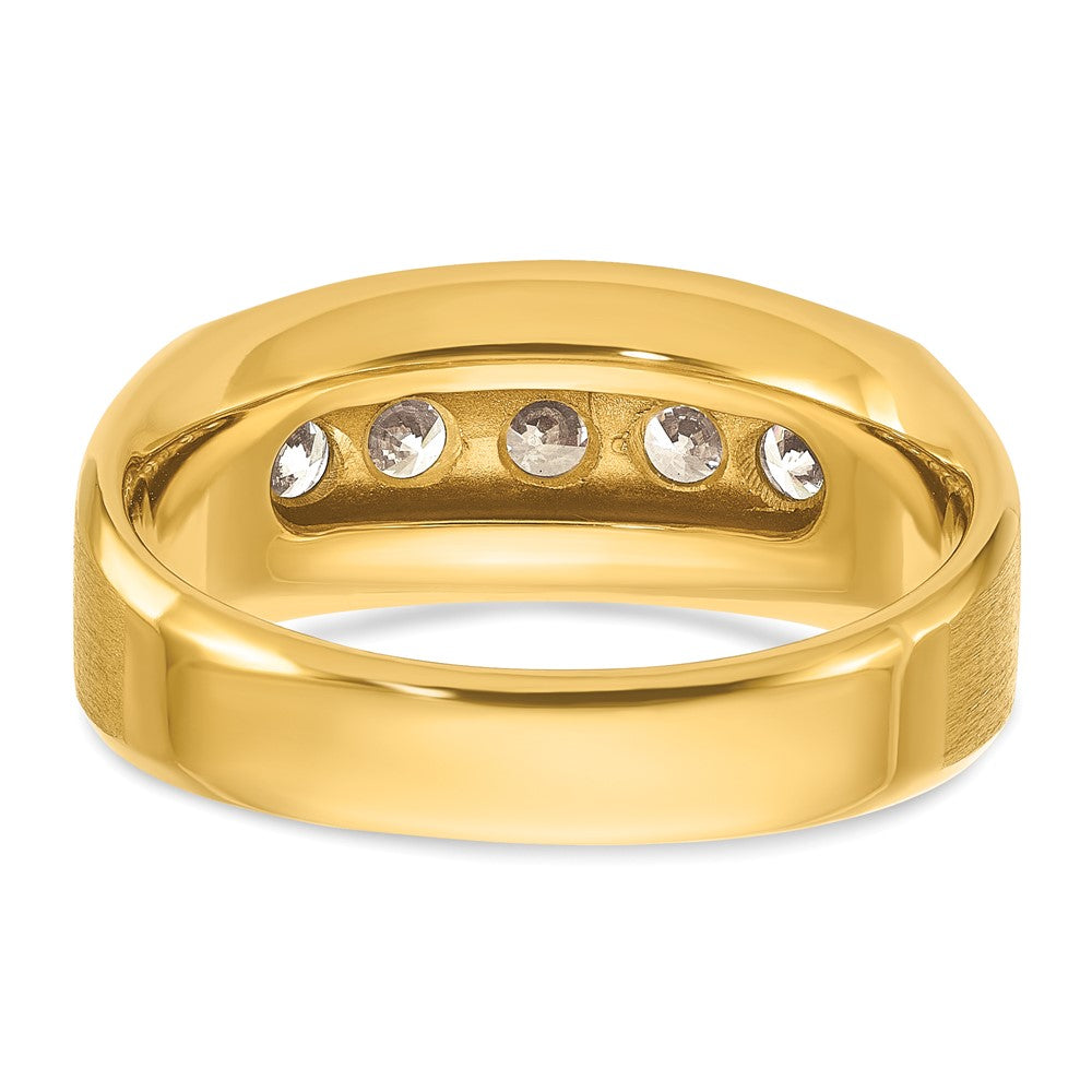 14K Gelbgold Herren-Ring mit satinierter Oberfläche und 1K Diamant, komplett besetzt