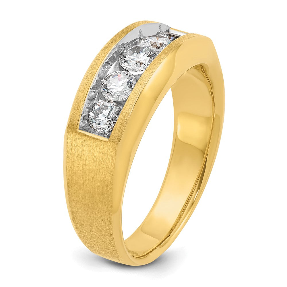 14K Gelbgold Herren-Ring mit satinierter Oberfläche und 1K Diamant, komplett besetzt