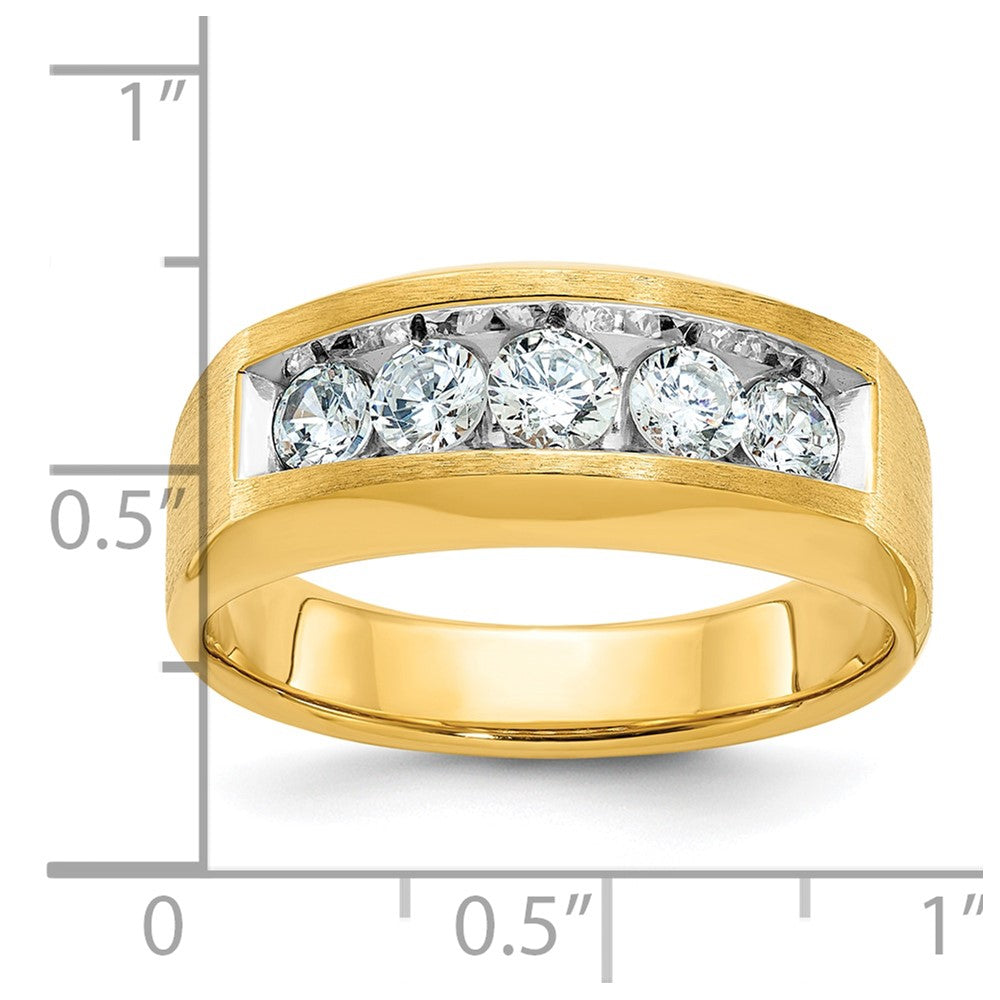 14K Gelbgold Herren-Ring mit satinierter Oberfläche und 1K Diamant, komplett besetzt