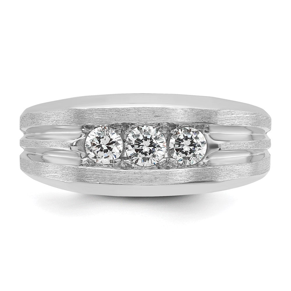 14K Weißgold Ring mit 0,5 ct. im Labor gezüchteten Diamanten, VS/SI+ G+, Three-Stone, poliert und satiniert, Herren