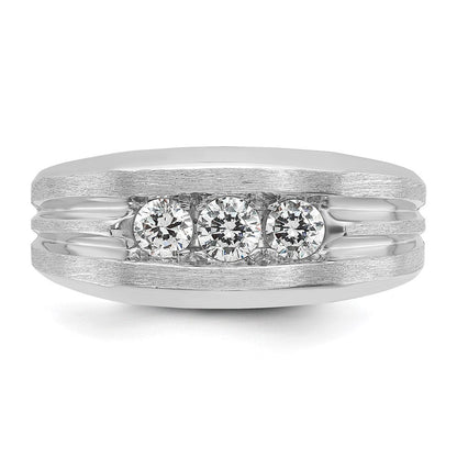 14K Weißgold Ring mit 0,5 ct. im Labor gezüchteten Diamanten, VS/SI+ G+, Three-Stone, poliert und satiniert, Herren