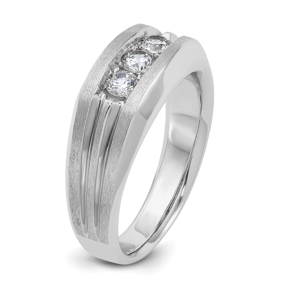14K Weißgold Ring mit 0,5 ct. im Labor gezüchteten Diamanten, VS/SI+ G+, Three-Stone, poliert und satiniert, Herren