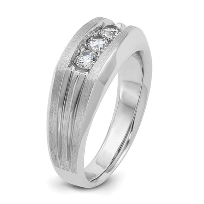 14K Weißgold Ring mit 0,5 ct. im Labor gezüchteten Diamanten, VS/SI+ G+, Three-Stone, poliert und satiniert, Herren