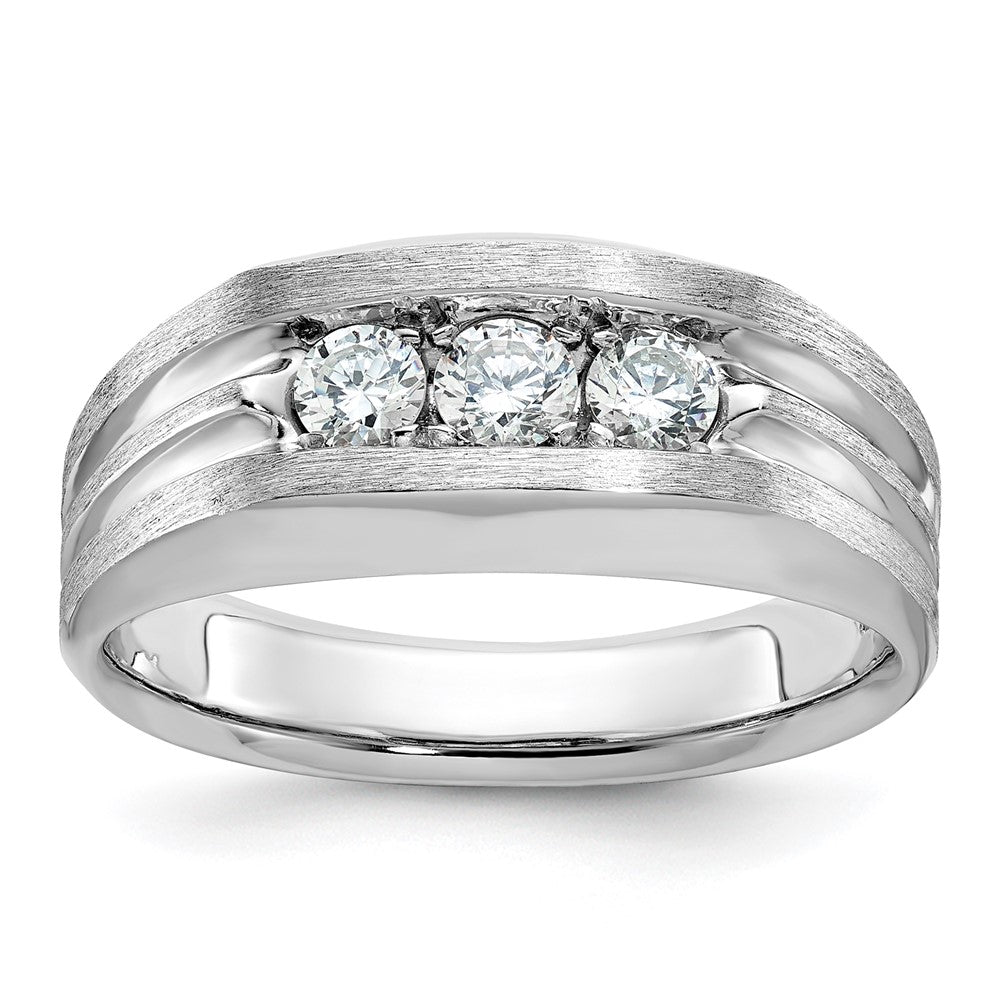 14K Weißgold Ring mit 0,5 ct. im Labor gezüchteten Diamanten, VS/SI+ G+, Three-Stone, poliert und satiniert, Herren