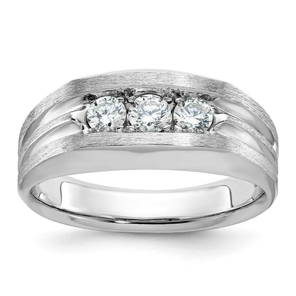 14K Weißgold Ring mit 0,5 ct. im Labor gezüchteten Diamanten, VS/SI+ G+, Three-Stone, poliert und satiniert, Herren
