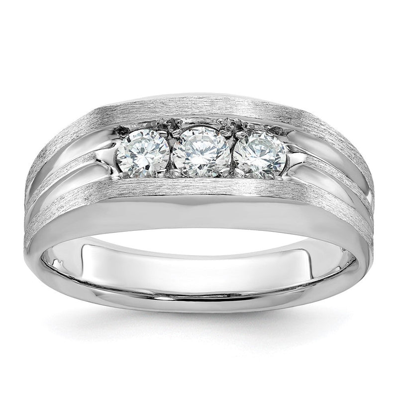 14K Weißgold Ring mit 0,5 ct. im Labor gezüchteten Diamanten, VS/SI+ G+, Three-Stone, poliert und satiniert, Herren