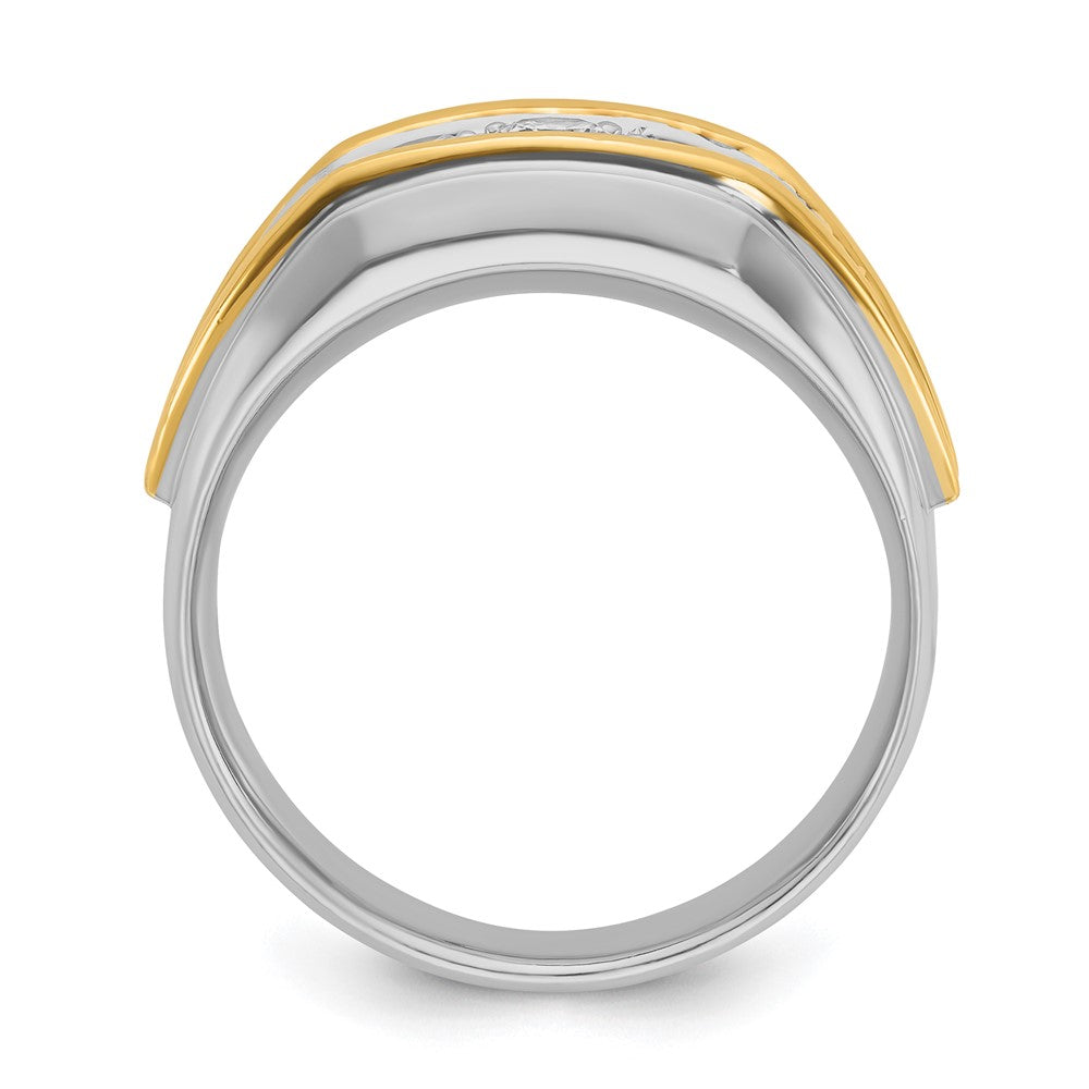 14K Bicolor-Gold Herren-Ring mit 0,5K Diamanten, komplett besetzt