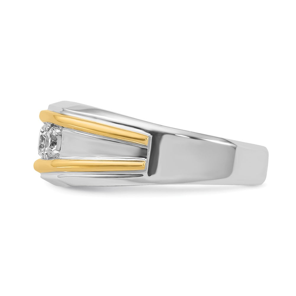 14K Bicolor-Gold Herren-Ring mit 0,5K Diamanten, komplett besetzt