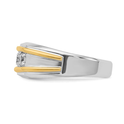 14K Bicolor-Gold Herren-Ring mit 0,5K Diamanten, komplett besetzt