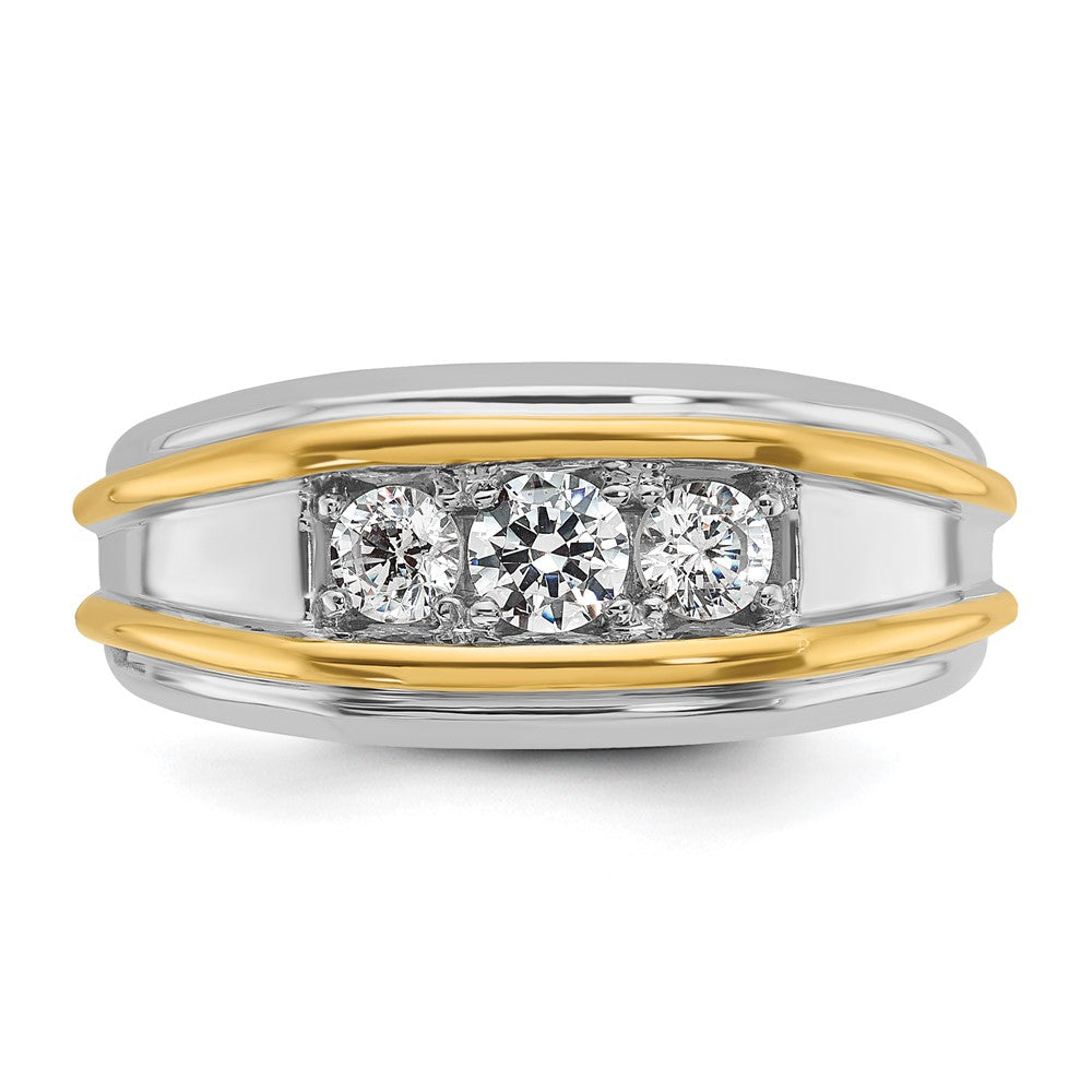 14K Bicolor-Gold Herren-Ring mit 0,5K Diamanten, komplett besetzt