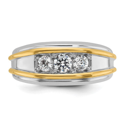 14K Bicolor-Gold Herren-Ring mit 0,5K Diamanten, komplett besetzt