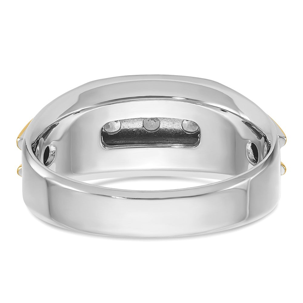 14K Bicolor-Gold Herren-Ring mit 0,5K Diamanten, komplett besetzt