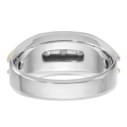14K Bicolor-Gold Herren-Ring mit 0,5K Diamanten, komplett besetzt