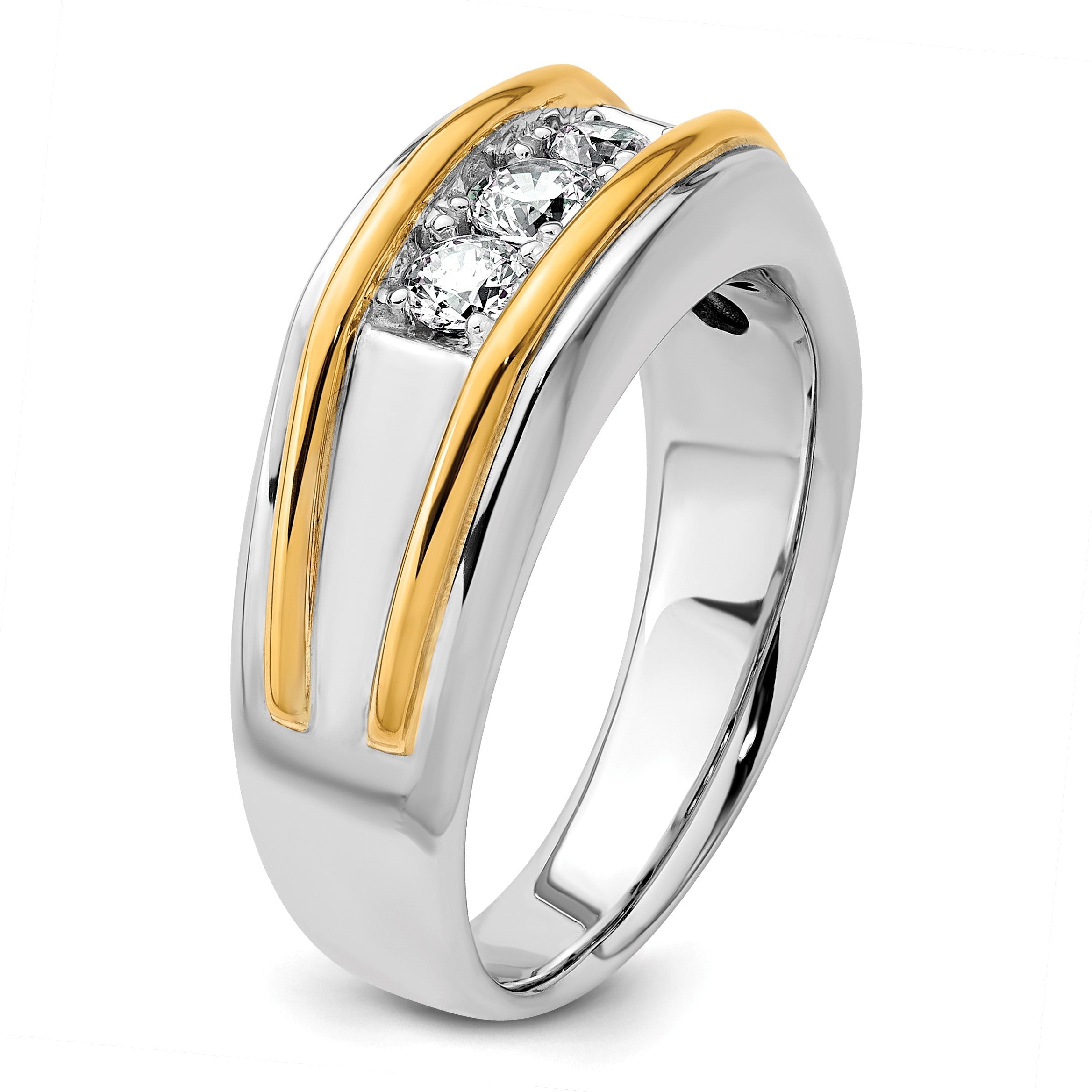 14K Bicolor-Gold Herren-Ring mit 0,5K Diamanten, komplett besetzt