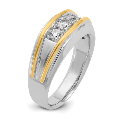 14K Bicolor-Gold Herren-Ring mit 0,5K Diamanten, komplett besetzt