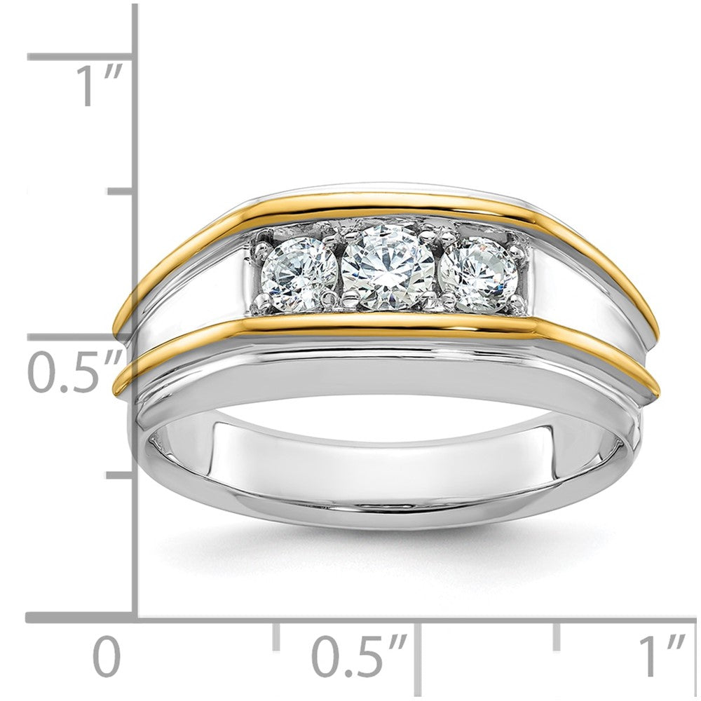 14K Bicolor-Gold Herren-Ring mit 0,5K Diamanten, komplett besetzt