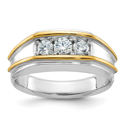 14K Bicolor-Gold Herren-Ring mit 0,5K Diamanten, komplett besetzt