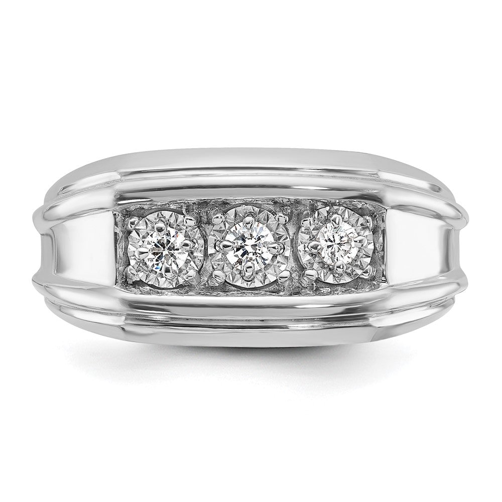 14K Weißgold Herren-Diamantring, 1K, komplett