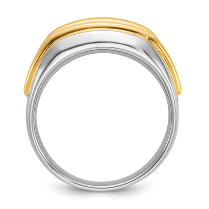 14K Zweifarbiges Gold Herren-Diamantring mit 1K, komplett besetzt