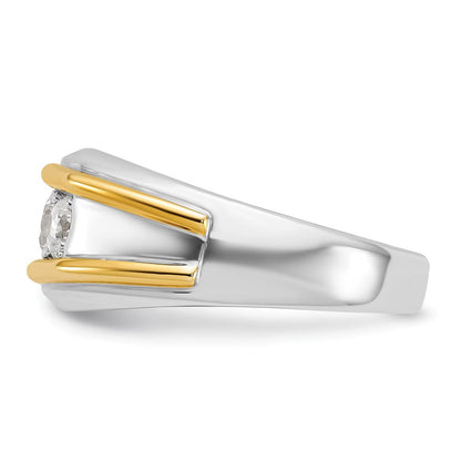14K Zweifarbiges Gold Herren-Diamantring mit 1K, komplett besetzt
