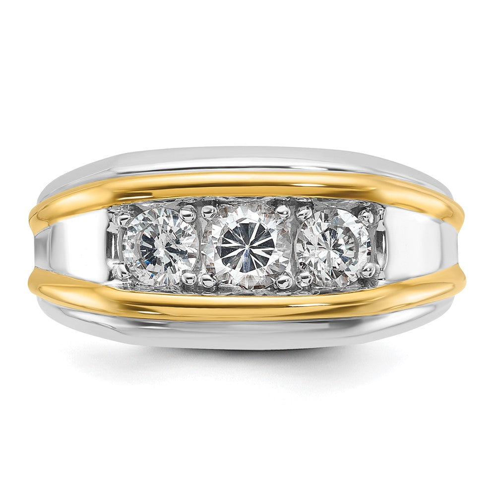 14K Zweifarbiges Gold Herren-Diamantring mit 1K, komplett besetzt