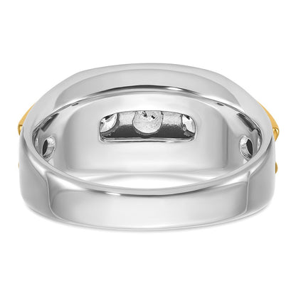 14K Zweifarbiges Gold Herren-Diamantring mit 1K, komplett besetzt