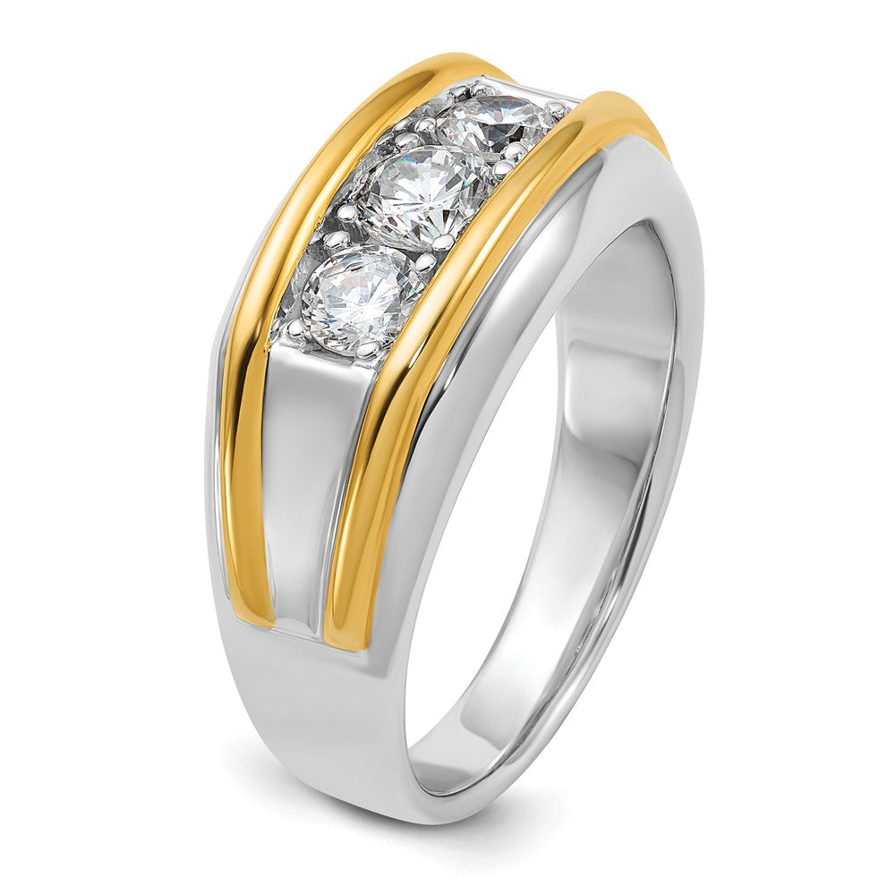 14K Zweifarbiges Gold Herren-Diamantring mit 1K, komplett besetzt