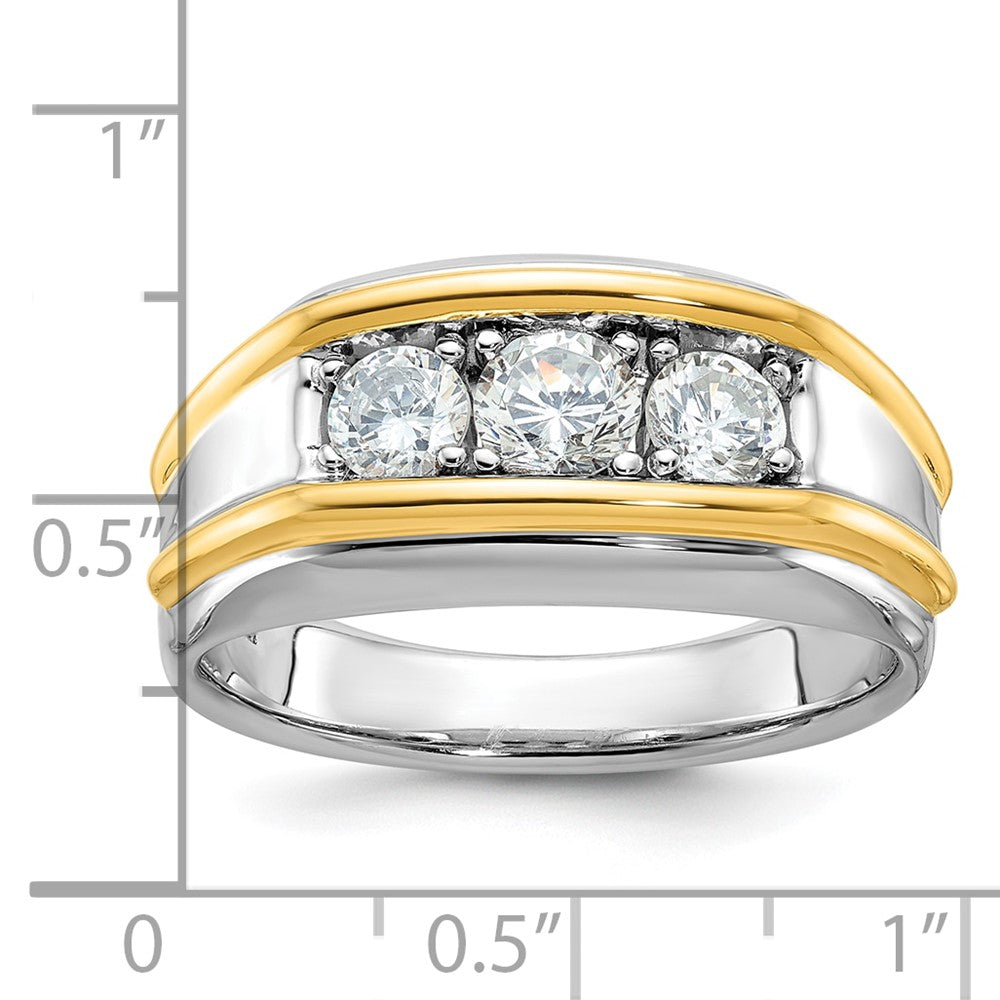 14K Zweifarbiges Gold Herren-Diamantring mit 1K, komplett besetzt