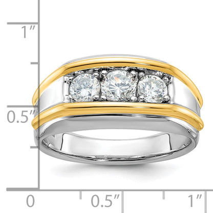 14K Zweifarbiges Gold Herren-Diamantring mit 1K, komplett besetzt
