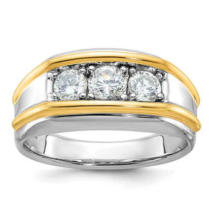 14K Zweifarbiges Gold Herren-Diamantring mit 1K, komplett besetzt