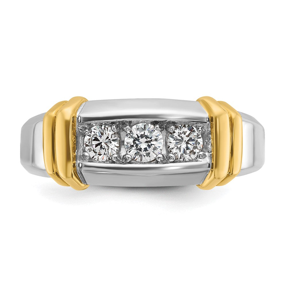 14K Bicolor-Gold Herren-Ring mit 0,5K Diamanten, komplett besetzt