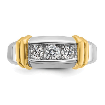 14K Bicolor-Gold Herren-Ring mit 0,5K Diamanten, komplett besetzt